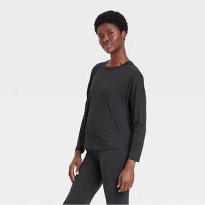 All In Motion Womens Cya Long Sleeve Back Cutout Athletic Top Black XS